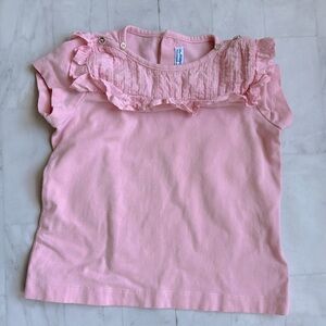 Mayoral Girls Pink Cotton Short Sleeve Tee with Ruffles (24M)